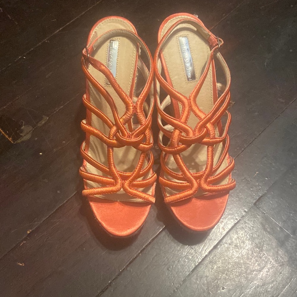 H by Halston (Bakers) Penelope Coral wedge sandals.